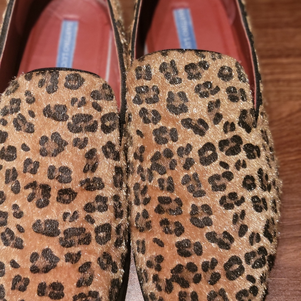 Men leopard print slip on smoking shoes